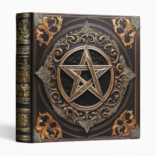Classeur Pentacle en feuille d'or ornée en faux cuir de fan