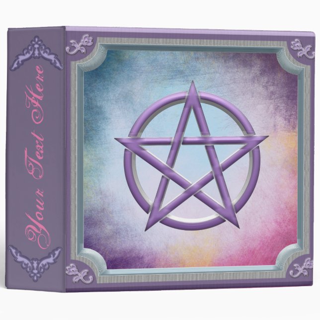 Classeur Pentacle rose et violet livre d'ombres (Devant/Côté)