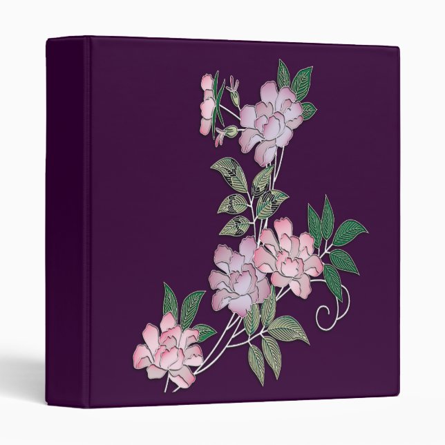 Classeur Peoné délicat motif floral élégant (Devant/Côté)