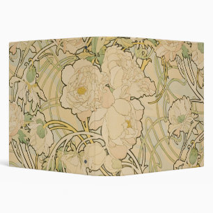 Classeur Peonies d'Alphonse Mucha, Art Nouveau Vintage