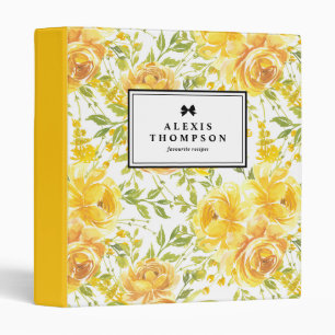 Classeur Peonies Jaunes Rustiques Motif Floral Personnalisé