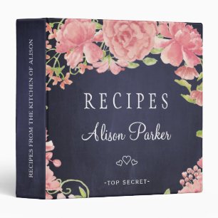 Classeur Peonies roses rousses recettes de la marine rose