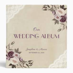 Classeur Peonies violettes profondes Floral Mariage Album p