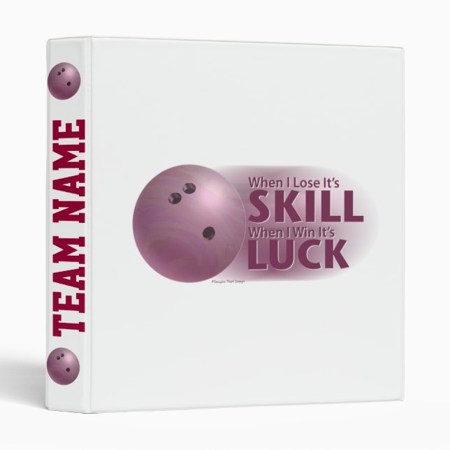 Classeur Perdre la compétence gagner la chance Bowling rose (Devant/Côté)
