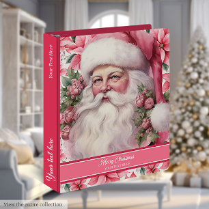 Classeur Père Noël rose personnalisé Joyeux Noël