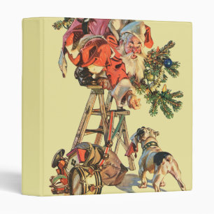 Classeur Père Noël vers le haut d'une échelle