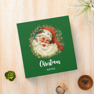 Classeur Père Noël vintage avec couronne de pin