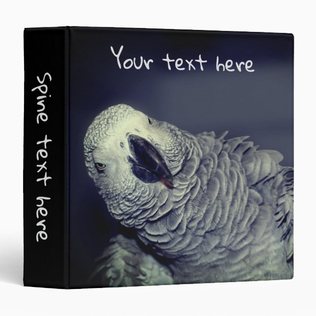 Classeur Perroquet gris d'Afrique mignon oiseau Personnalis (Devant/Côté)