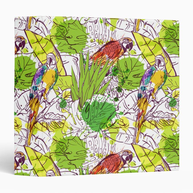Classeur Perroquets tropicaux (Devant/Côté)