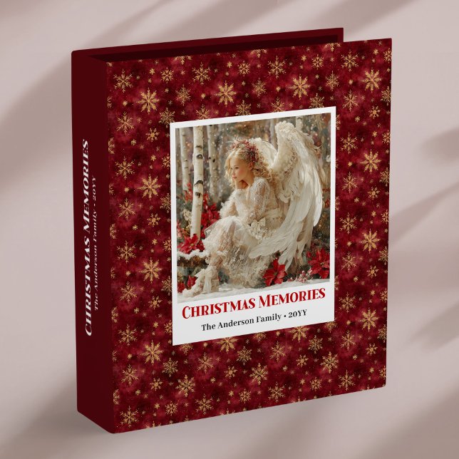 Classeur Personalized Angel Red Gold Custom Christmas Album (Personalized Angel Red Gold Custom Christmas Memory Album

)