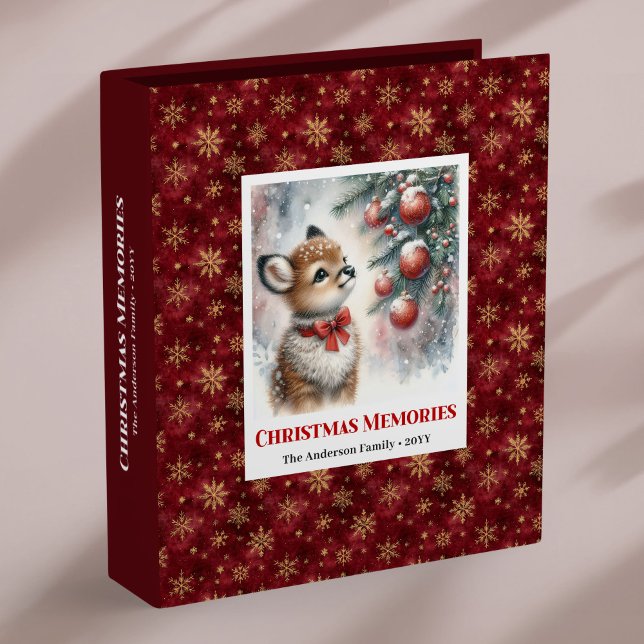 Classeur Personalized Baby Fawn Winter Scene Family Name  (Personalized Baby Fawn Winter Scene Family Name Ring Binder

)