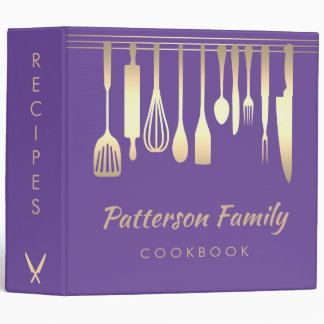 Classeur Personalized Blue Silver Family Recipe Cookbook 3 