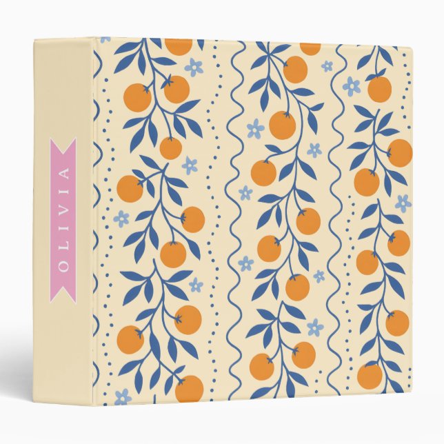 Classeur Personalized cute retro citrus folk pattern (Devant/Côté)