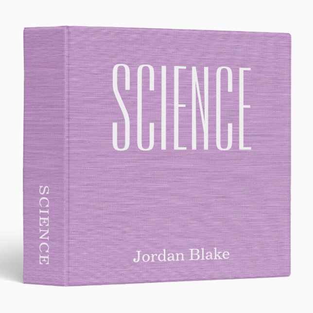Classeur Personalized Linen Purple Science Subject School (Devant/Côté)