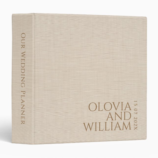 Classeur Personalized Our Wedding Planner Linen Fabric (Devant/Côté)