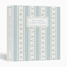 Personalized Preppy Floral Stripe Recipe Binder