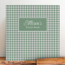 Personalized Sage Green Gingham Farmhouse Recipe
