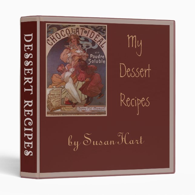 Classeur personnalisable de recettes de dessert (Devant/Côté)