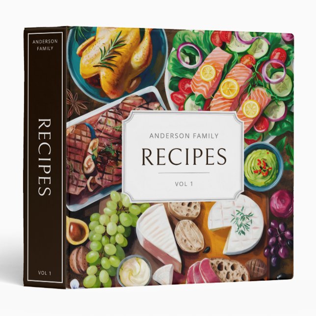 Classeur Personnalisable Rustic Classic Family Recettes Cla (Devant/Côté)