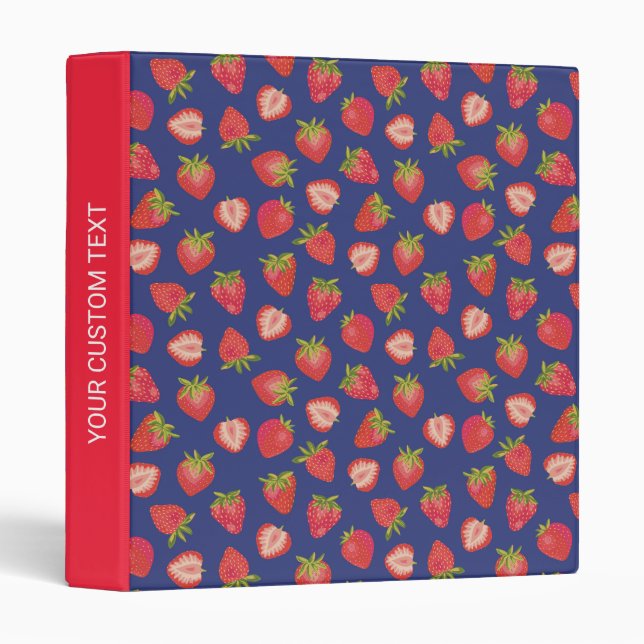 Classeur personnalisé Blue and Red Strawberry 3 an (Devant/Côté)