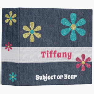 Classeur Personnalisé Blue Jean Denim Parties scintillant r