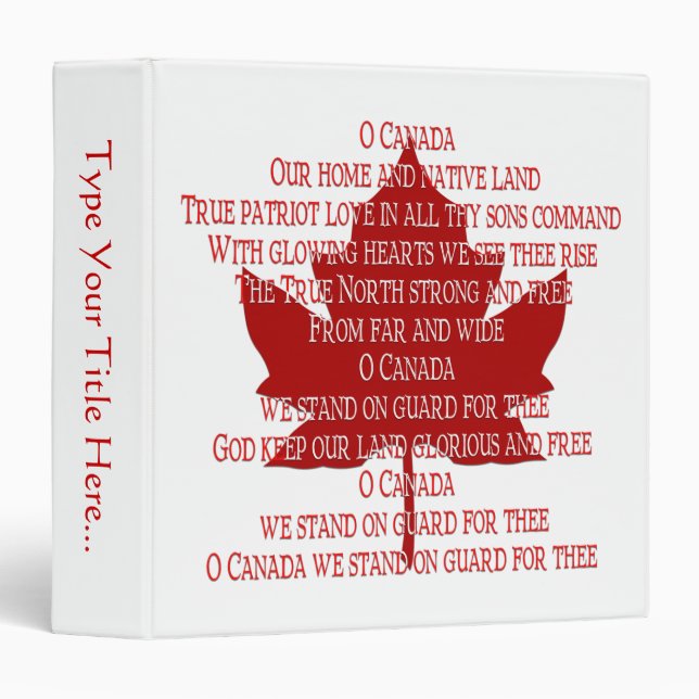 Classeur personnalisé Canada Hymne du Canada Class (Devant/Côté)