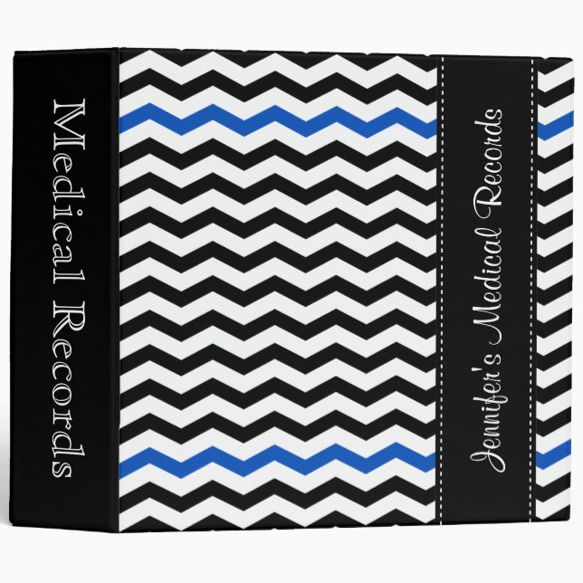 Classeur personnalisé Chevron Blue Médicale Record (Devant/Côté)