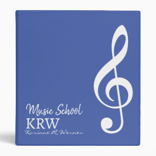Classeur Personnalisé Clé Treble note musicale Moyenne Bleu