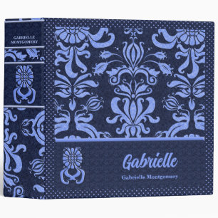 Classeur personnalisé Damas bleu