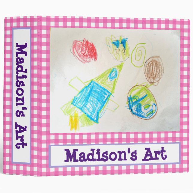 Classeur personnalisé d'art d'enfants avec la (Devant/Côté)