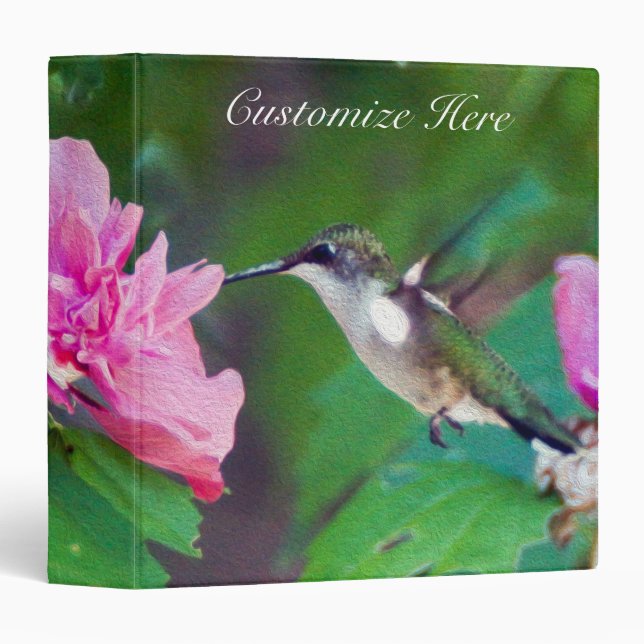 Classeur personnalisé de colibri filé rubis (Devant/Côté)