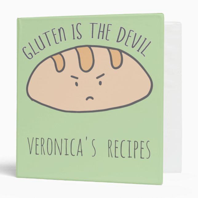 Classeur personnalisé drôle de recette de gluten (Devant/Intérieur)
