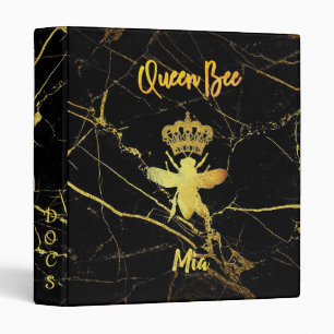 Classeur Personnalisé Elegant QUEEN BEE Or Noir esthétiqu