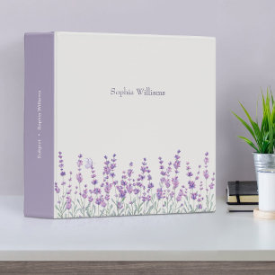 Classeur Personnalisé Fleurs de Lavande Aquarelle