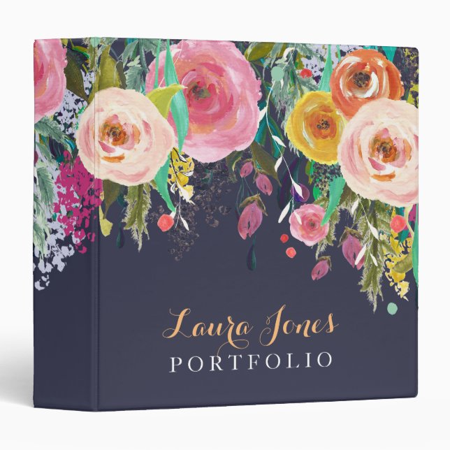Classeur personnalisé floral peint de dossier (Devant/Côté)