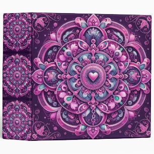 Classeur personnalisé Mandala Cœur Violet à 3 anne