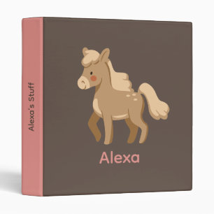 Classeur Personnalisé Monogramme Pony Horse Girl