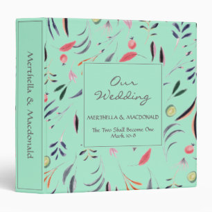 Classeur Personnalisé Neo Mint Floral NOTRE MARIAGE
