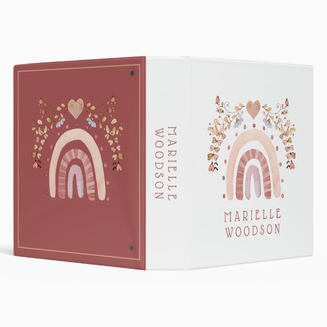 Classeur Personnalisé Pink Terracotta Rainbow Floral Heart (Arrière-plan)