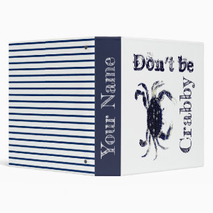 Classeur personnalisé rayé blanc bleu de crabe