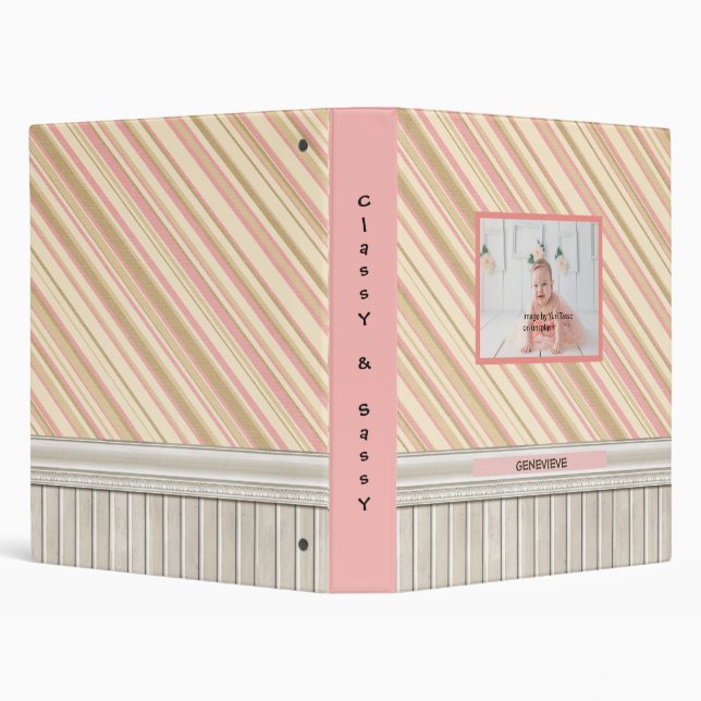 Classeur Personnalisé rose, jaune & gris Classy & Sassy (Arrière-plan)
