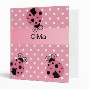Classeur personnalisé rose Ladybug et Pois