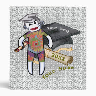 Classeur personnalisé Sock Monkey Graduation