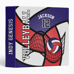 Classeur Personnalisé - Volley-ball en rouge, blanc et bleu