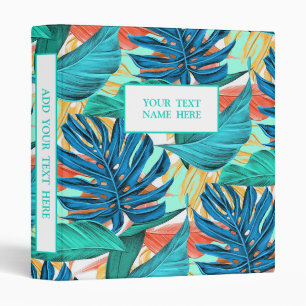 Classeur personnalisé Votre texte - Feuilles tropi