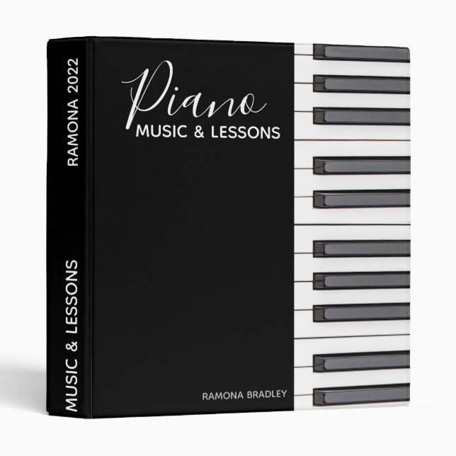Classeur Personnaliser Clavier Piano Leçon Livre (Devant/Côté)