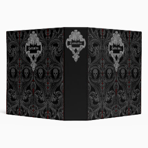 Classeur Personnaliser Goth Grey Ornement & Crâne