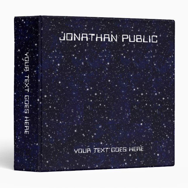 Classeur Personnaliser Science Space Stars Universe Black (Devant/Côté)