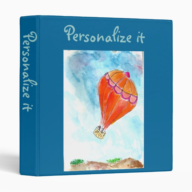 Classeur Personnalisez-le. Ballons à air chaud. (Devant/Côté)