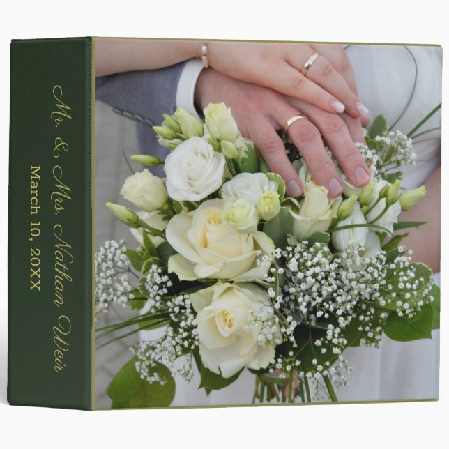 Classeur Personnalisez l'élégant Album de mariage Rose verd (Devant/Côté)